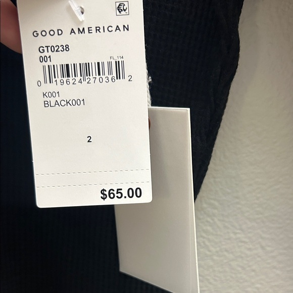 Good American Women Black Henley Crop Long Sleeve - Picture 2 of 4